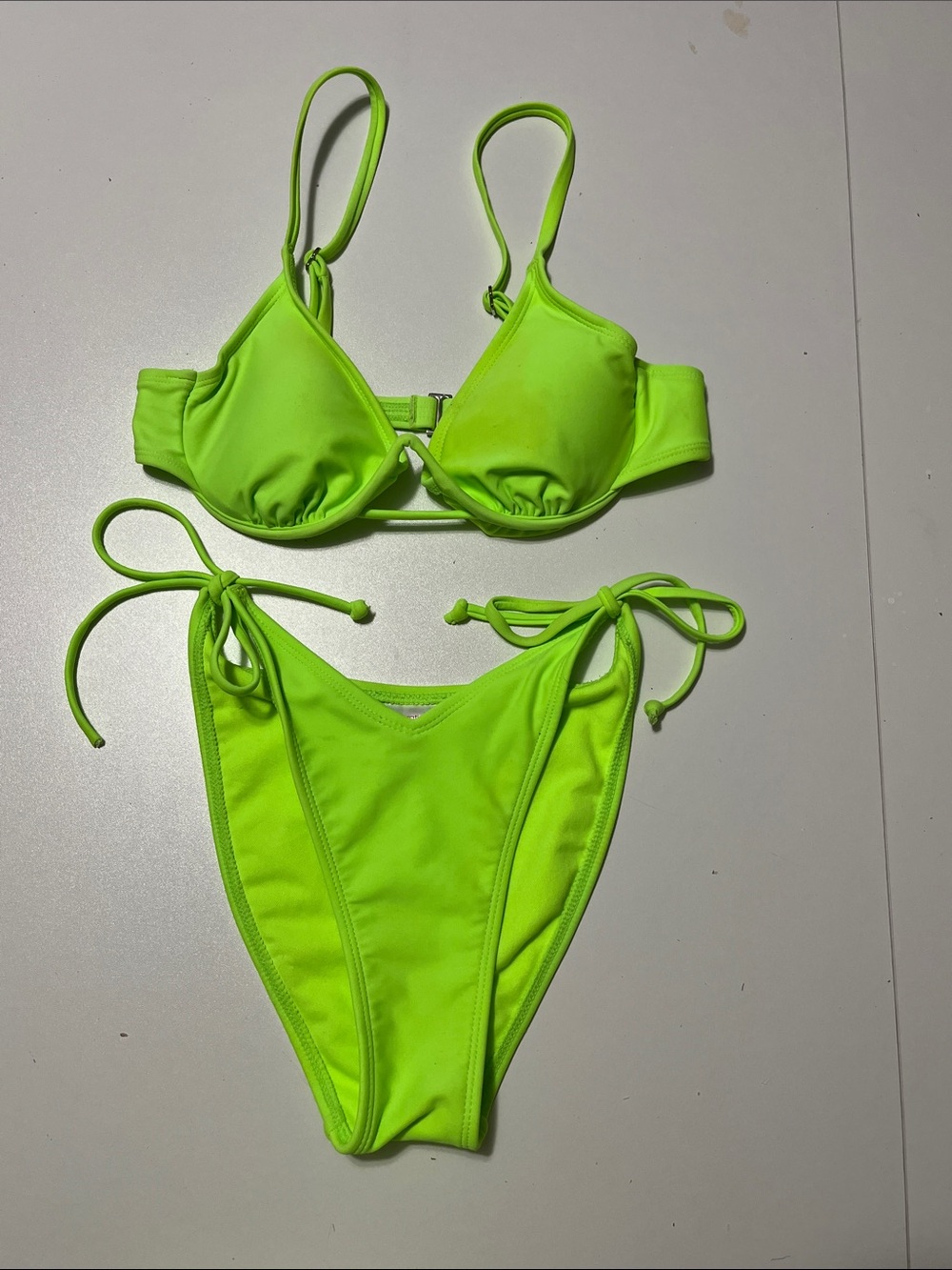 Xhilaration Neon Green Tie-Side Bikini Set